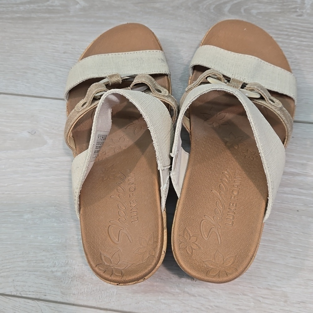 Skechers Womens Luxe Foam Wedge Sandals shoes sz 7 - Picture 5 of 10